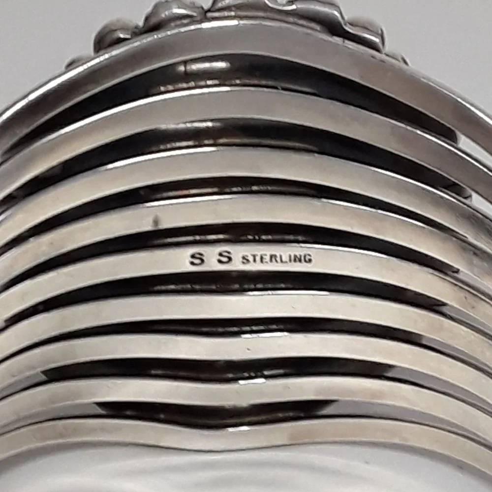 LARGE Kingman Sterling Native American Statement Bracelet - Picture 7 of 9